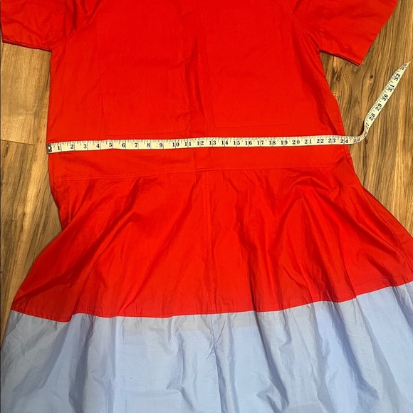 Lee Mathews Wendy Shirt Dress Red Blue Colorblock Cotton Oversized Size 3 8-10 - Picture 10 of 12